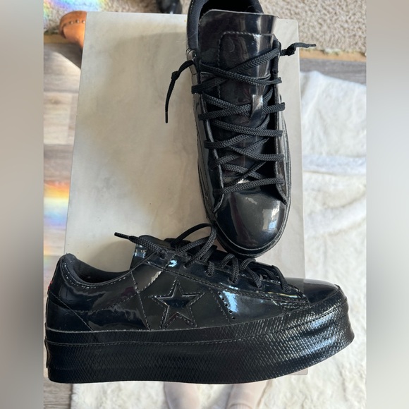 Black patent leather Converse platform sneaker Size 8 - Picture 2 of 5
